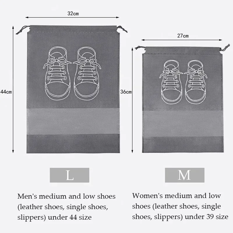 5/10pcs Shoe Storage Bag with Thickened Non-woven Fabric Strap Mouth Large Capacity Travel Waterproof Shoe Bag Moistureproof 6