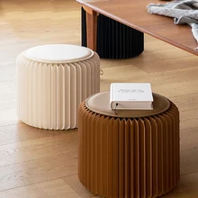 

28cm Accordion Stool Collapsable Kraft Paper Cushion Folding Paper Stool Design Furniture Green Wood Free Installation Creative