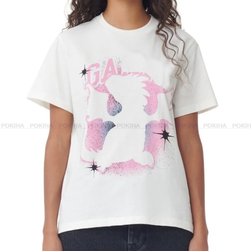 

Женская винтажная хлопковая футболка с коротким рукавом, круглым вырезом и принтом