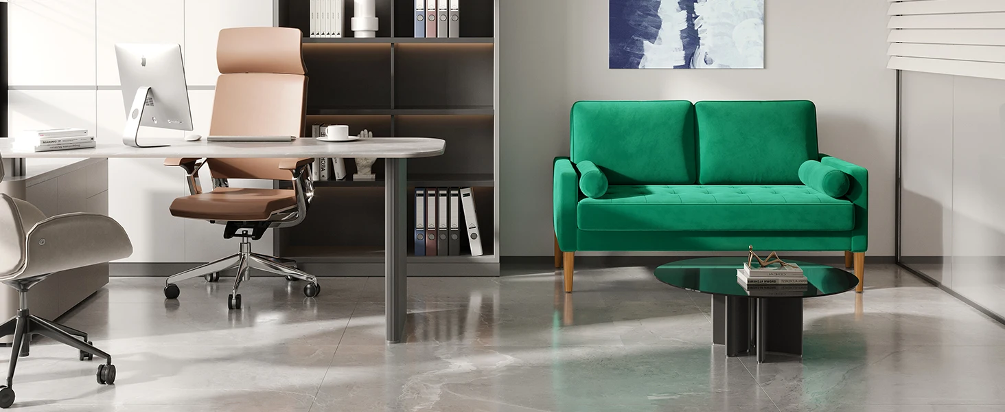 green loveseat office sofa office couch