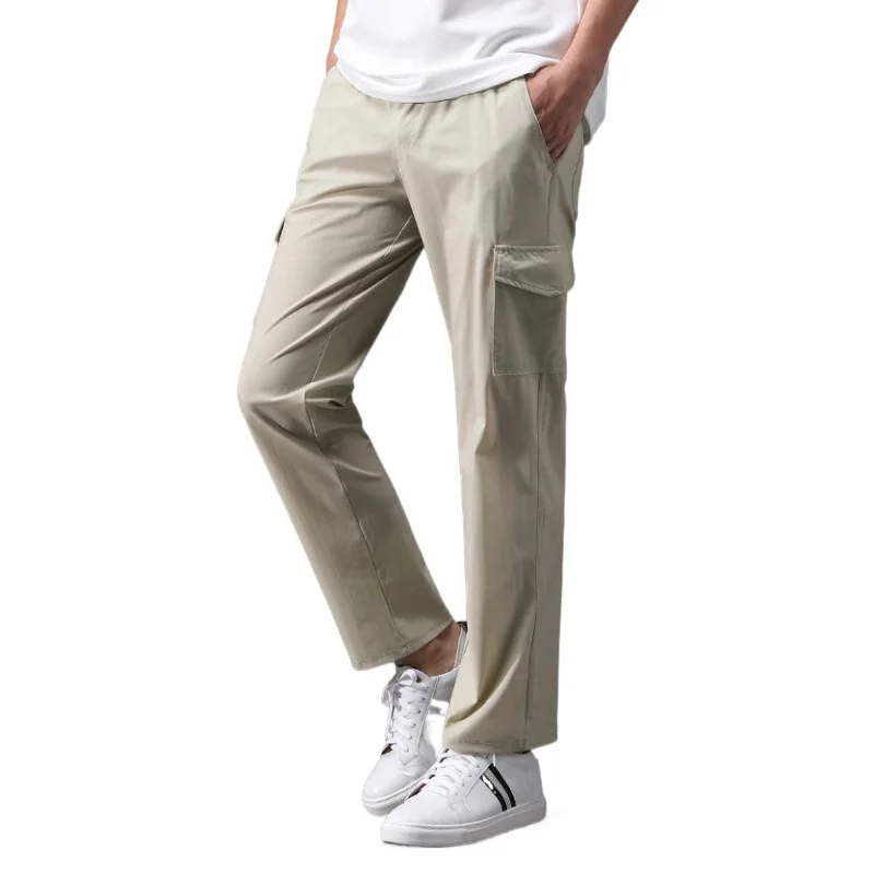 Pantalon Homme Stretch En Piqué Gaufré - Coupe Ample Avec Poche Zippée, Pour Sport Et Détente