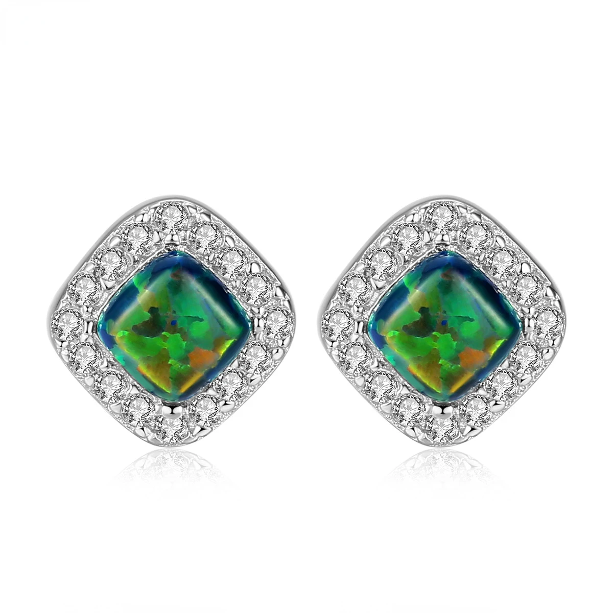 

Fashion Shiny Green Rhinestone Pendant Earrings Simple 925 sliver Square Ladies Earrings High Quality Daily Earrings Jewelry