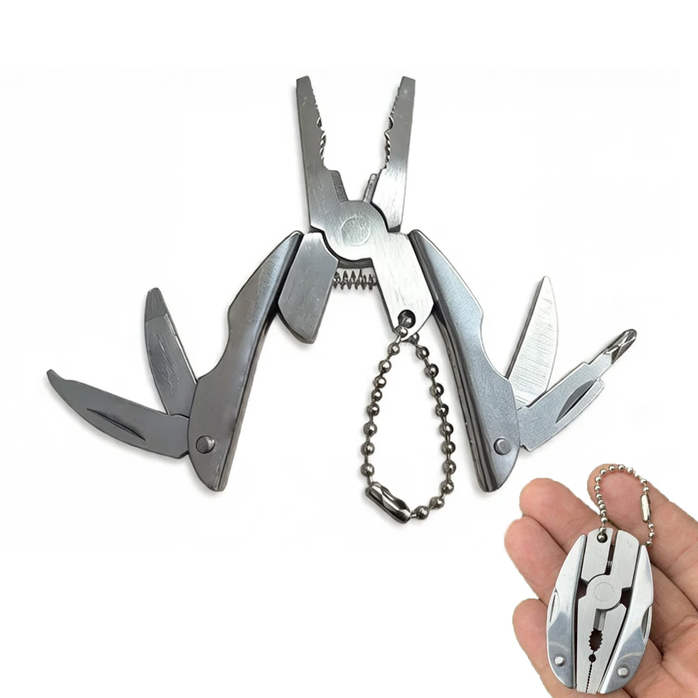 Compact Stainless Steel Multi-Tool Keychain with Pocket Folding Pliers for Outdoor and Everyday Use