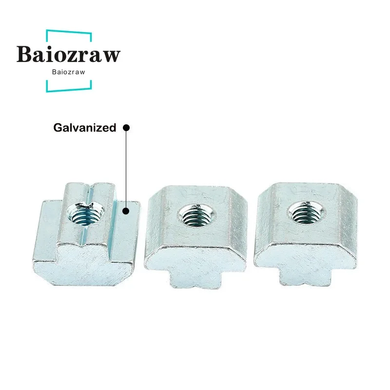 20pcs 50pcs T Sliding Hammer Nut Block Square Nuts M5 Nut Aluminum Profile Slot Zinc Coated Plate Aluminum Accessories EU