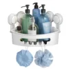 TAILI Corner Shower Caddy Suction Cup No-Drilling Removable Shower Caddy Basket Powerful Suction Bathroom Shower Shelf Organizer 1