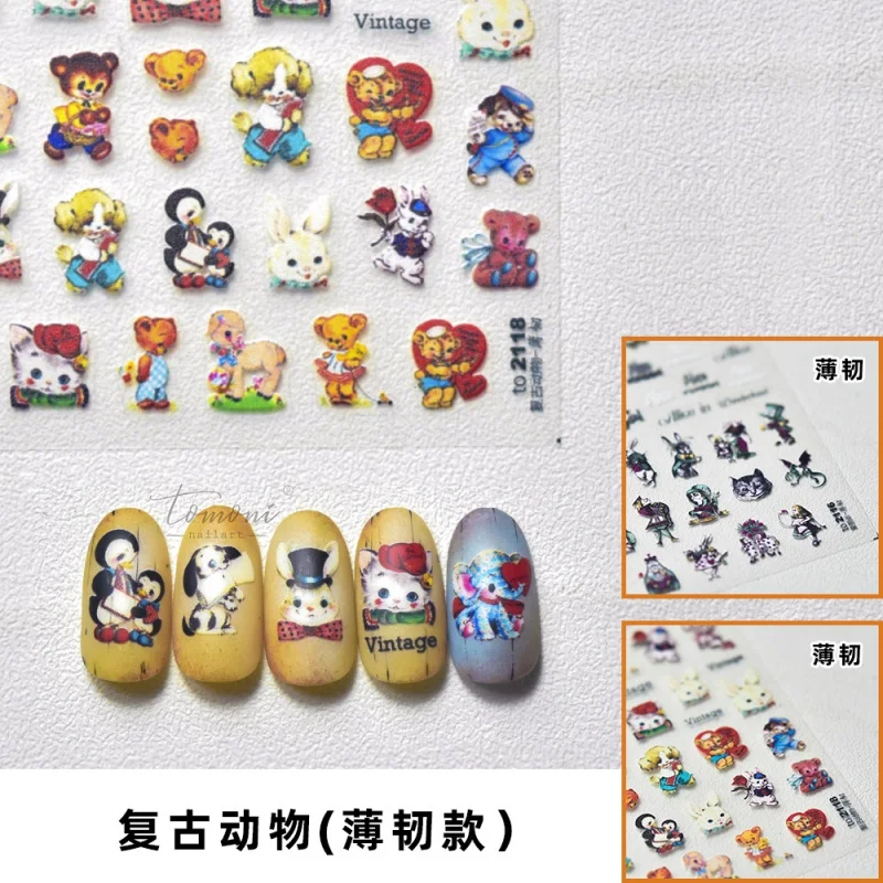

[Meow.Sensei] Thin Tough Nail Stickers Popular Japanese Dark Nail Sticker Retro Cartoon Nail Ornament