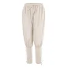 Men's Casual Trousers New Summer Drawstring Trousers Medieval Pirate Trousers Cotton and Linen Streetwear Pants 1