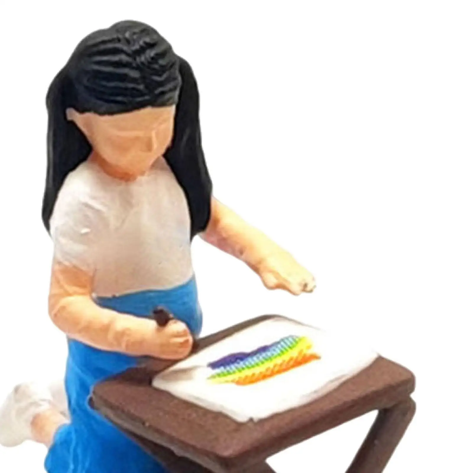 1/64 Scale People Figures Creative Drawing Girl Figure Collection for Miniature Scene Diorama Photography Props Dollhouse Decor