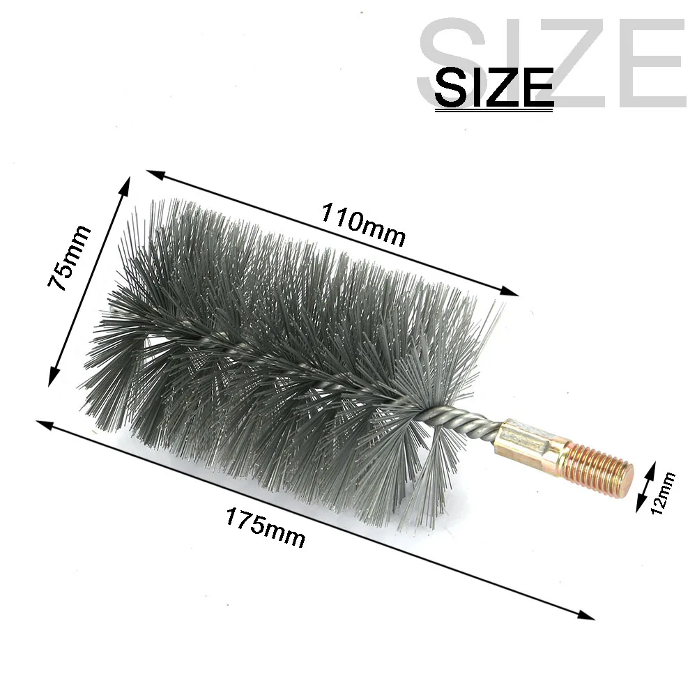 Premium Stainless Steel Wire Cleaning Brush with M12 Thread - Ideal for Polishing Pipes and Cylindrical Surfaces