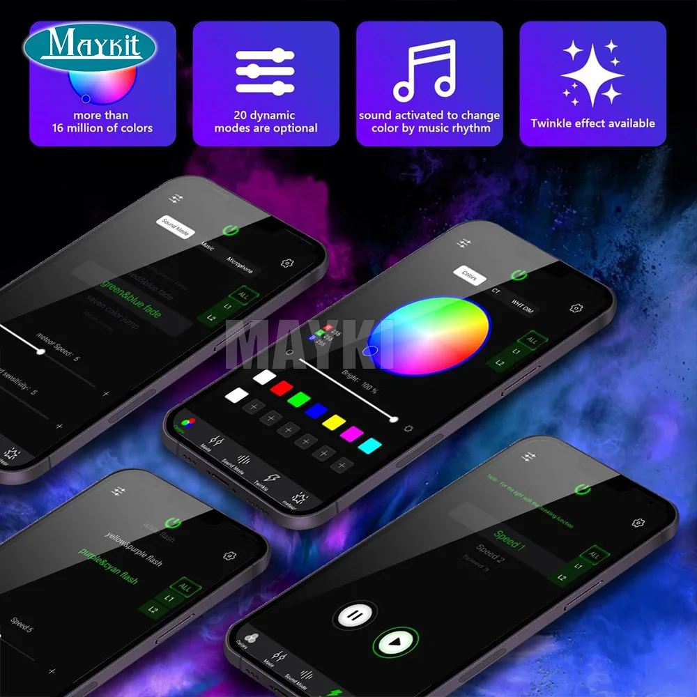 Description Picture 3 of itemDC24V RGBW bluetooth APP sound control 60W fiber optics illuminators