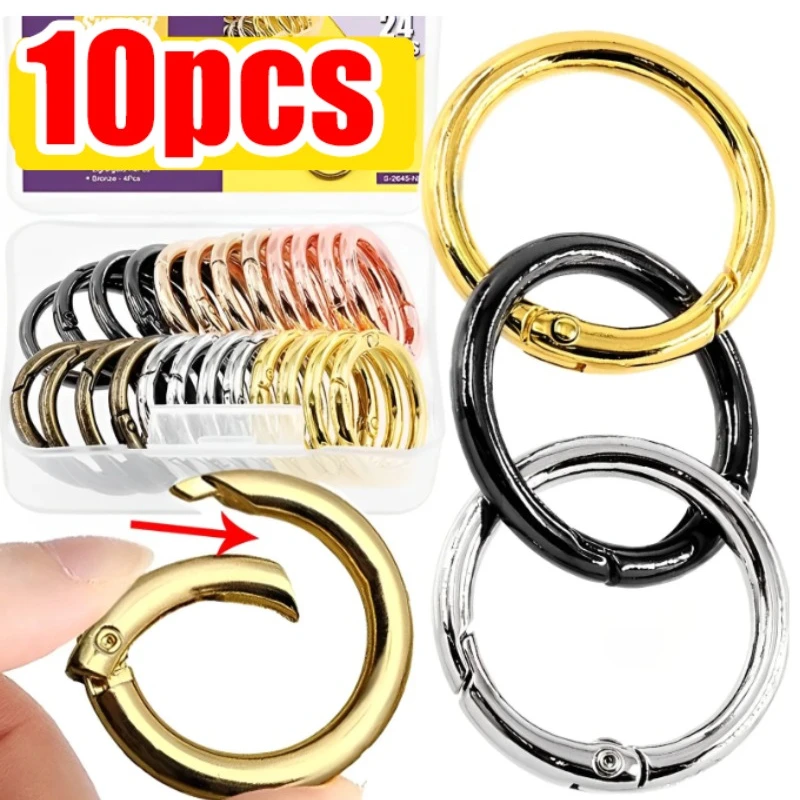 10Pcs Metal O Ring Spring Clasp for DIY Keychain Openable Stainless ...