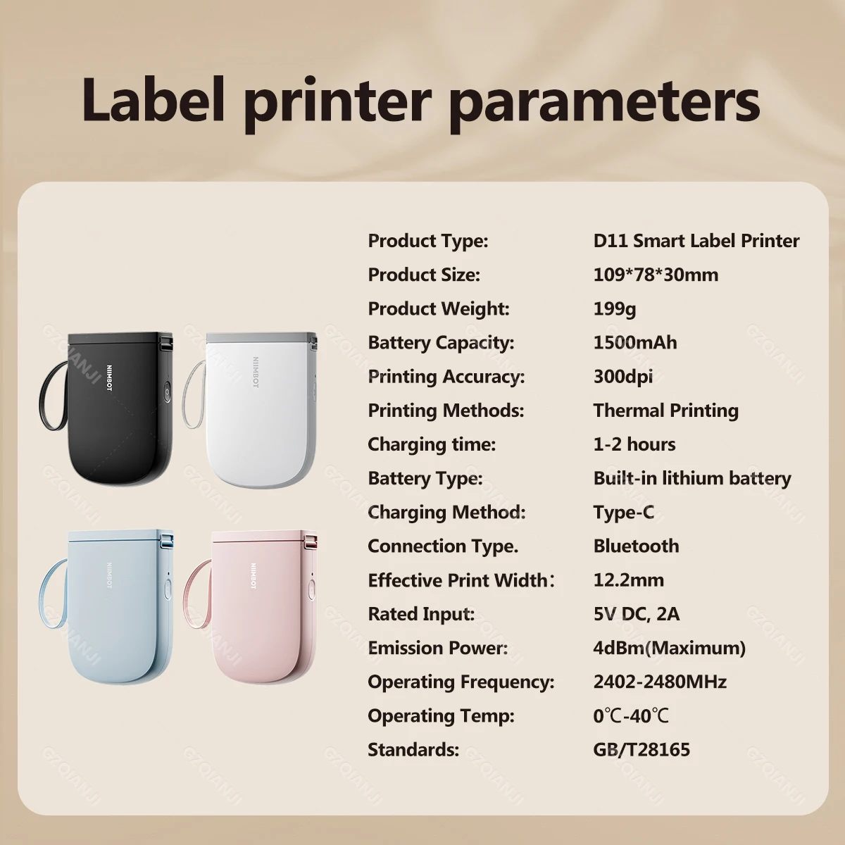 300DPI NIIMBOT D11 New Version D11H Label Printer Mini Portable Bluetooth Label Maker Name Tag Kitchen Sticker Printing