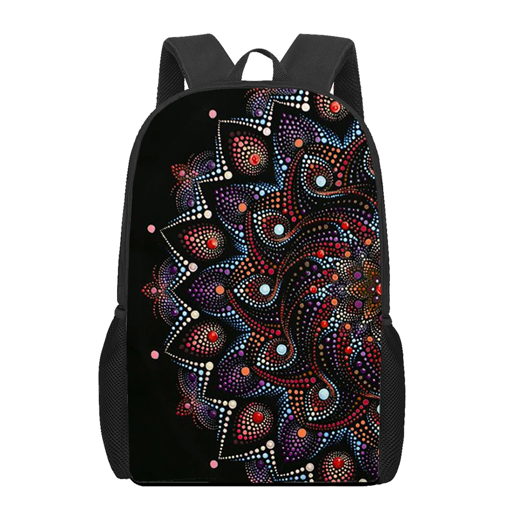 Mandala kwiat totem art 3D wydrukowano torba na książki mężczyźni 16 Cal plecak dla nastoletnich chłopców przedszkole Bagpack dzieci Mochila