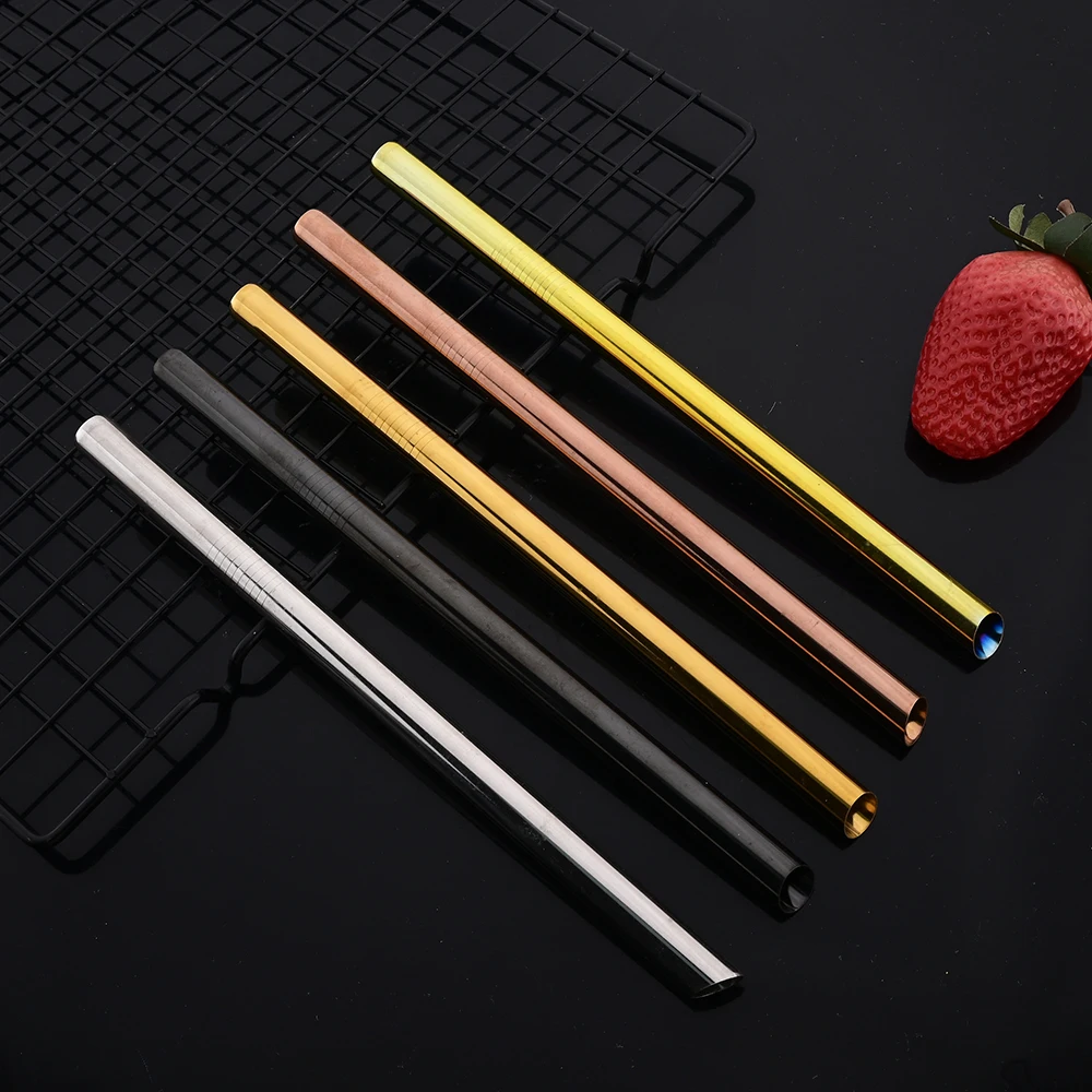 Description Picture 4 of item12Pcs Metal Drinking Straw Set Reusable 304 Straw Stainless Steel Straw Wide 12mm Pearl Milkshake Bubble Tea Straw With Brush