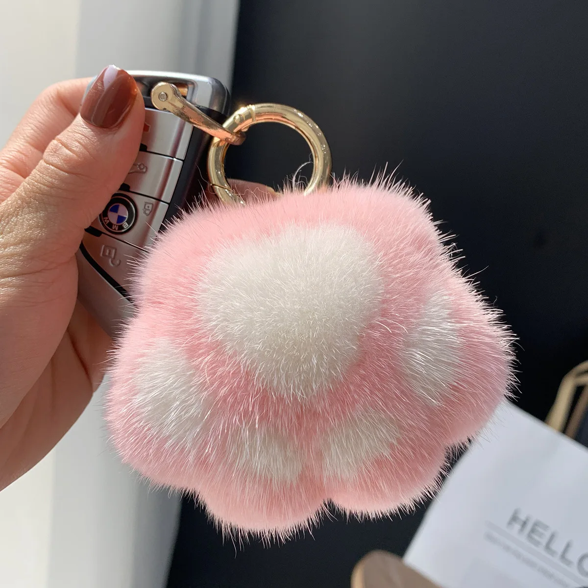 Grazioso portachiavi a forma di gatto in peluche, 3 pezzi, accessorio