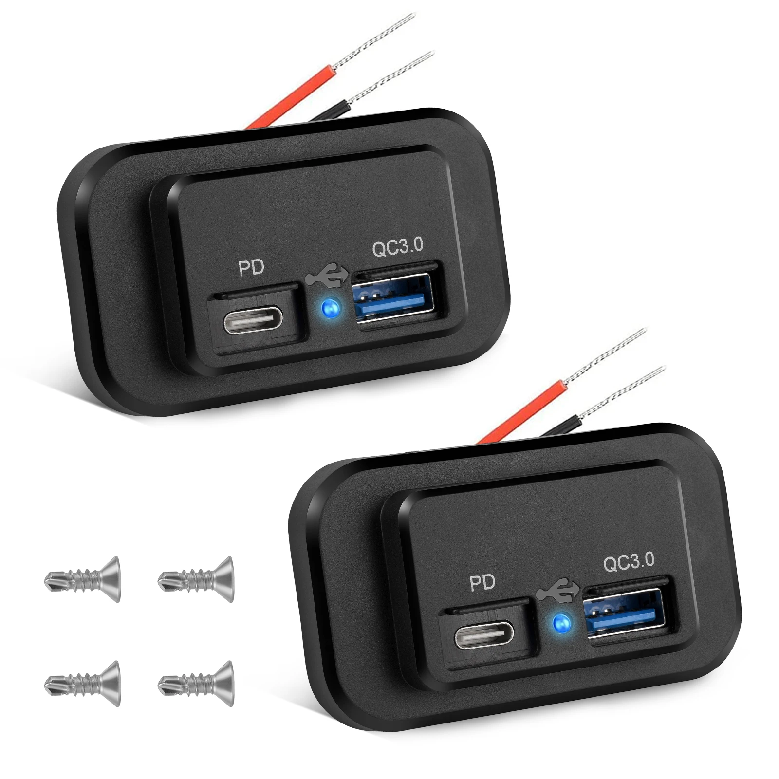 2 Pcs Dual USB Charging Sockets 12 V USB Car Charging Socket 4.8 A Dual Fast Charging Socket Waterproof Car Power Quick Charging multi port quick phone charger multifunctional digital display charger adapter fast charging usb ports charger for tablet laptop