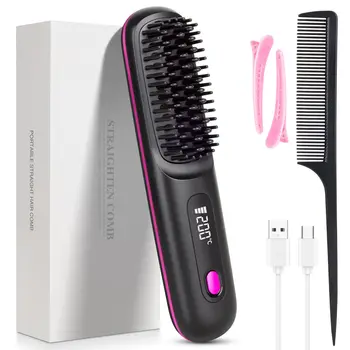 Cordless Ionic Hair Straightener Brush 1
