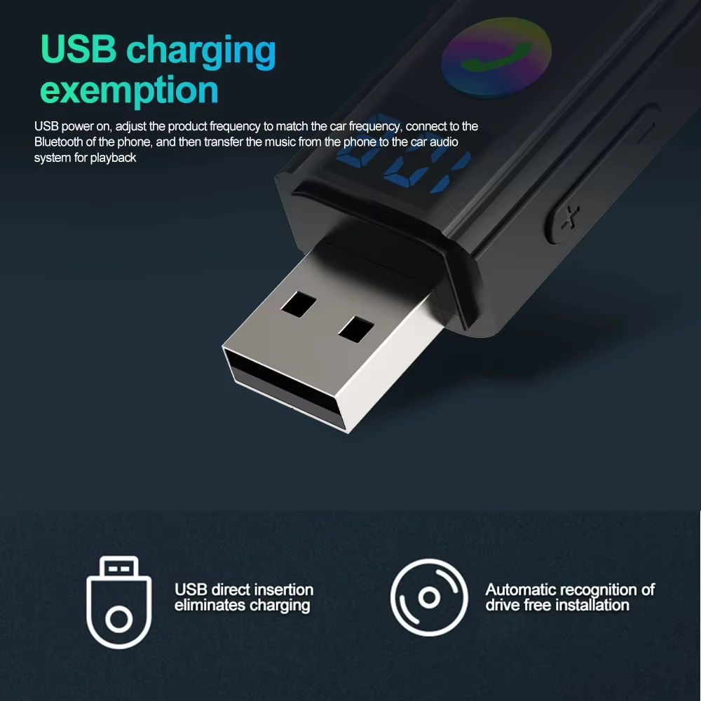 Bluetooth audio receiver Bluetooth 5.4 Audio Receiver Transmitter AUX USB Audio adapter LED Dispaly FM Wireless Adapter for Car TV Speakers PC