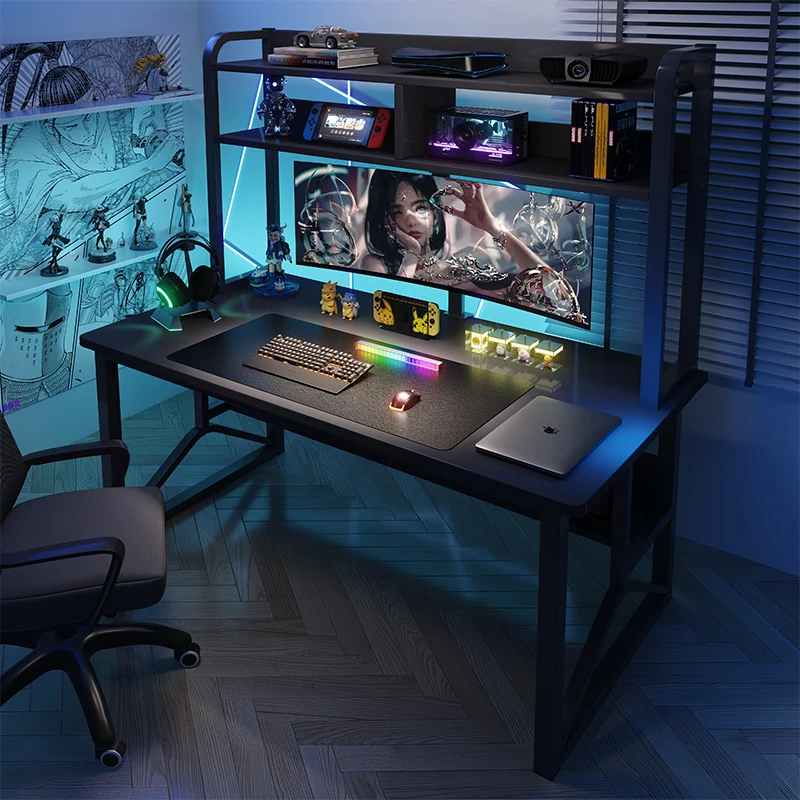 Table de rangement pour ordinateur gamer, bureau de jeu, coin optimiste,  table de travail, étagère, meubles de bureau à domicile - AliExpress