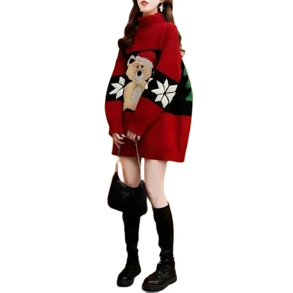 

Formal DressesWoman ClothingChristmas Turtle Neck Women'S Fashion 2024 New Long Thick Loose Knitting In Autumn And Winter