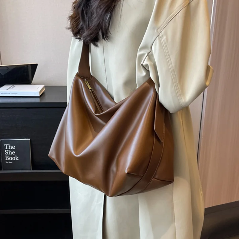 Vintage Pillow Design PU Leather Boston Handbag For Women Casual Large Capacity Shoulder Crossbody Bags Fashion Shopper Totes