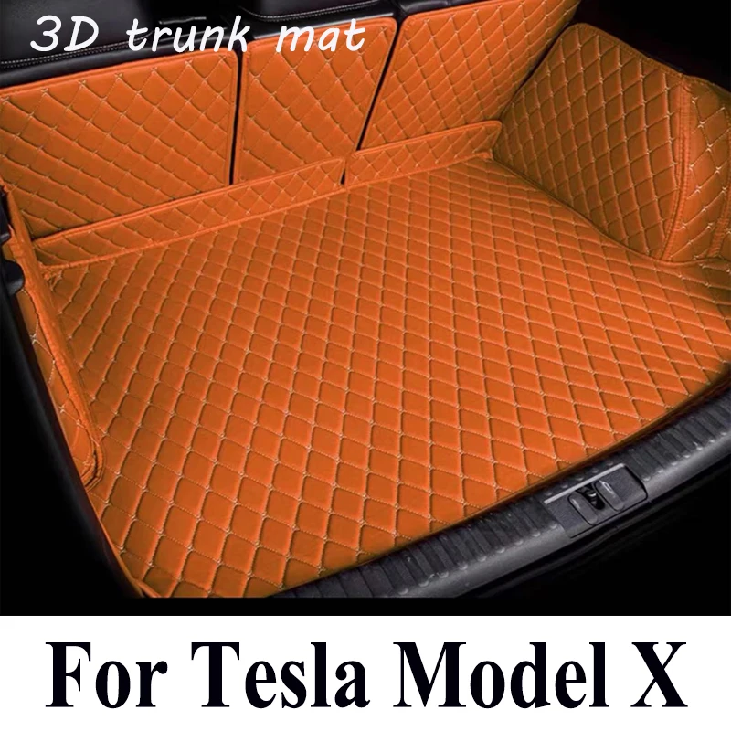 

Автомобильные коврики для Tesla Model X 2015 ~ 2022, 6 сидений, автомобильный багажник, прокладки для хранения, водонепроницаемый автомобильный коврик для багажника, аксессуары для автомобиля