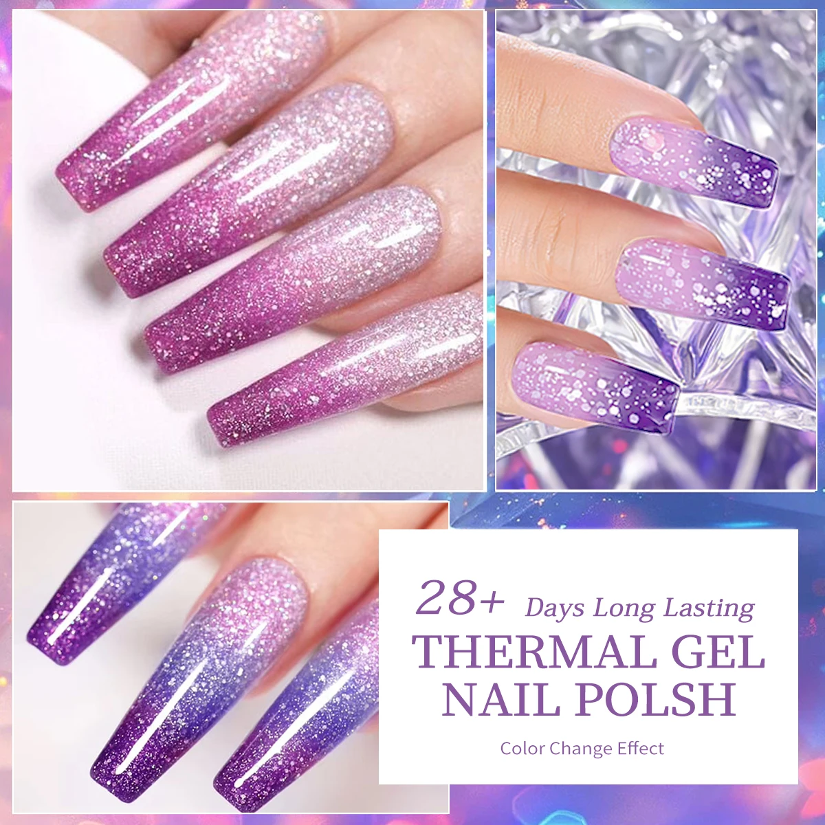 7ml Thermal Nail Gel Polish 3 Colors Changing Semi Permanent Soak Off UV/LED Nail Supplies Gel for Manicure Design