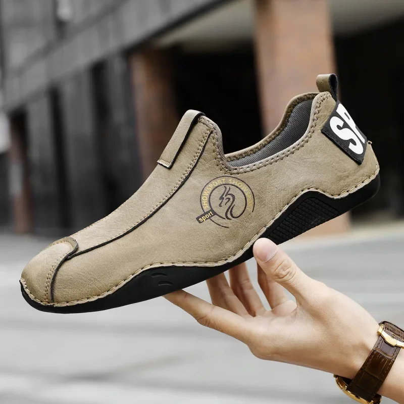 

Moccasins Men's Shoes Summer Leather Casual Moccasins Men's Fashion All-Match White Shoes