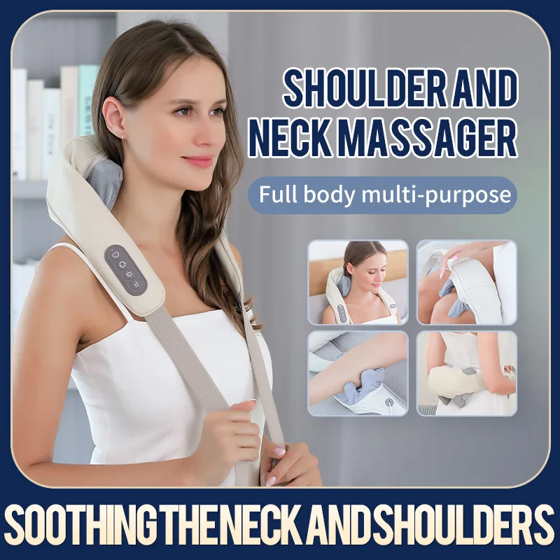 

DSMY Electric Deep Tissue 6D Kneading Massage Wireless Rechargeable Portable Heated Shiatsu Neck and Back Massage Gifts