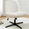 Cross Legged Office Chair, Armless Wide Desk  No Wheels, Modern Home Desk Chairs Swivel Adjustable 1