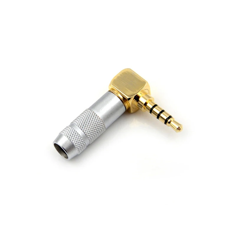 

3.5mm Angled Audio Connector Silver Stereo 3.5mm 4 Pole 90 Degree Repair Headphone Jack Plug Cable Solder