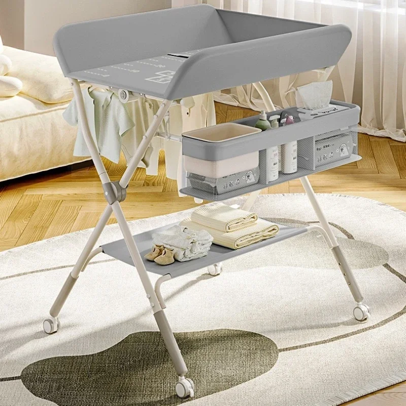 Foldable and Multifunctional Baby Diaper Changing Table Thickened Pad and Stable for Newborns with Bath Massage Station