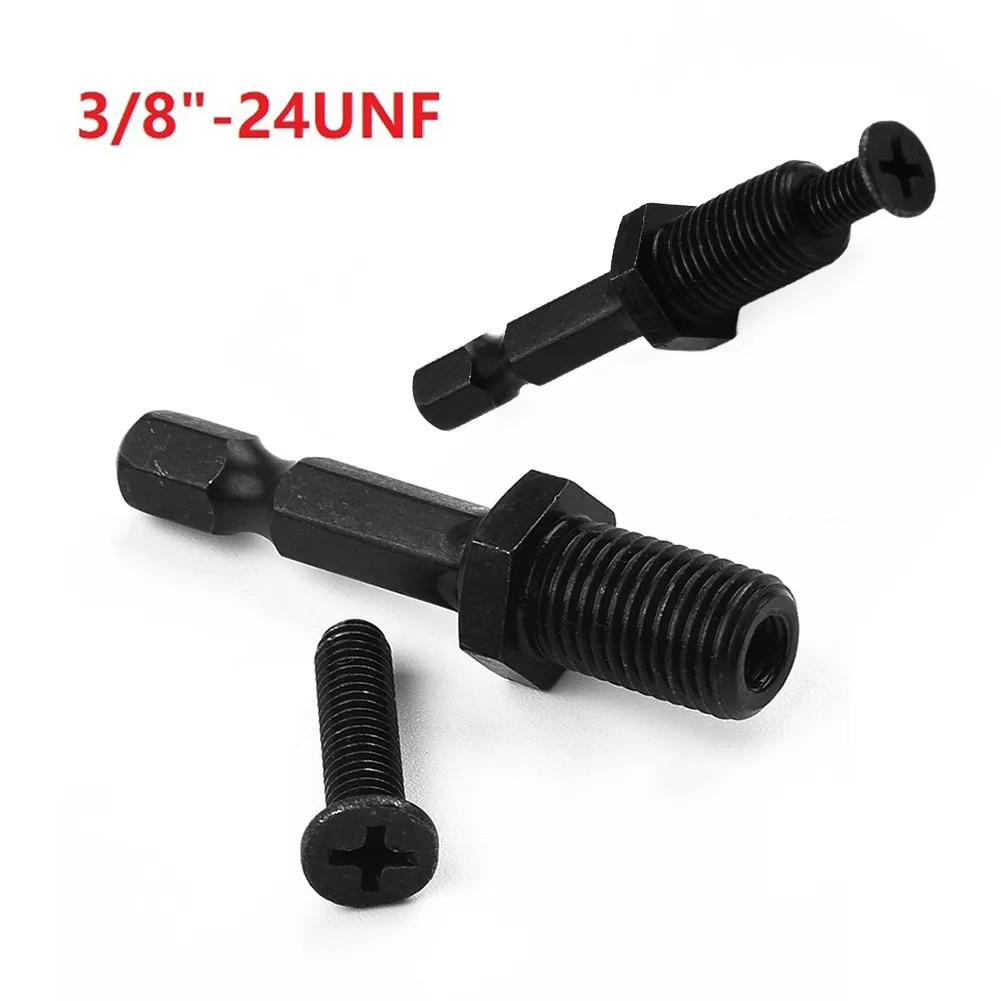 

1Pc 1/4 Inch Hex-Shank Steel Adapter To 3/8"-24UNF Male Thread Screw For Drill Bit Chuck Unique Ratchet Locking Function