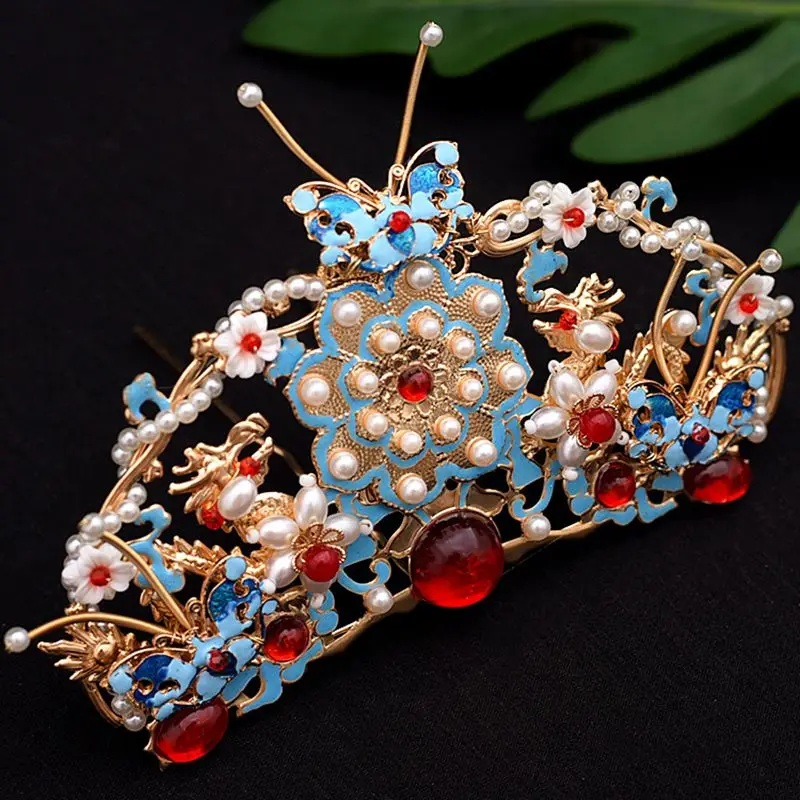 Luxury Cloisonne Hair Accessories for Women Chinese Hanfu Bridal Jewelries