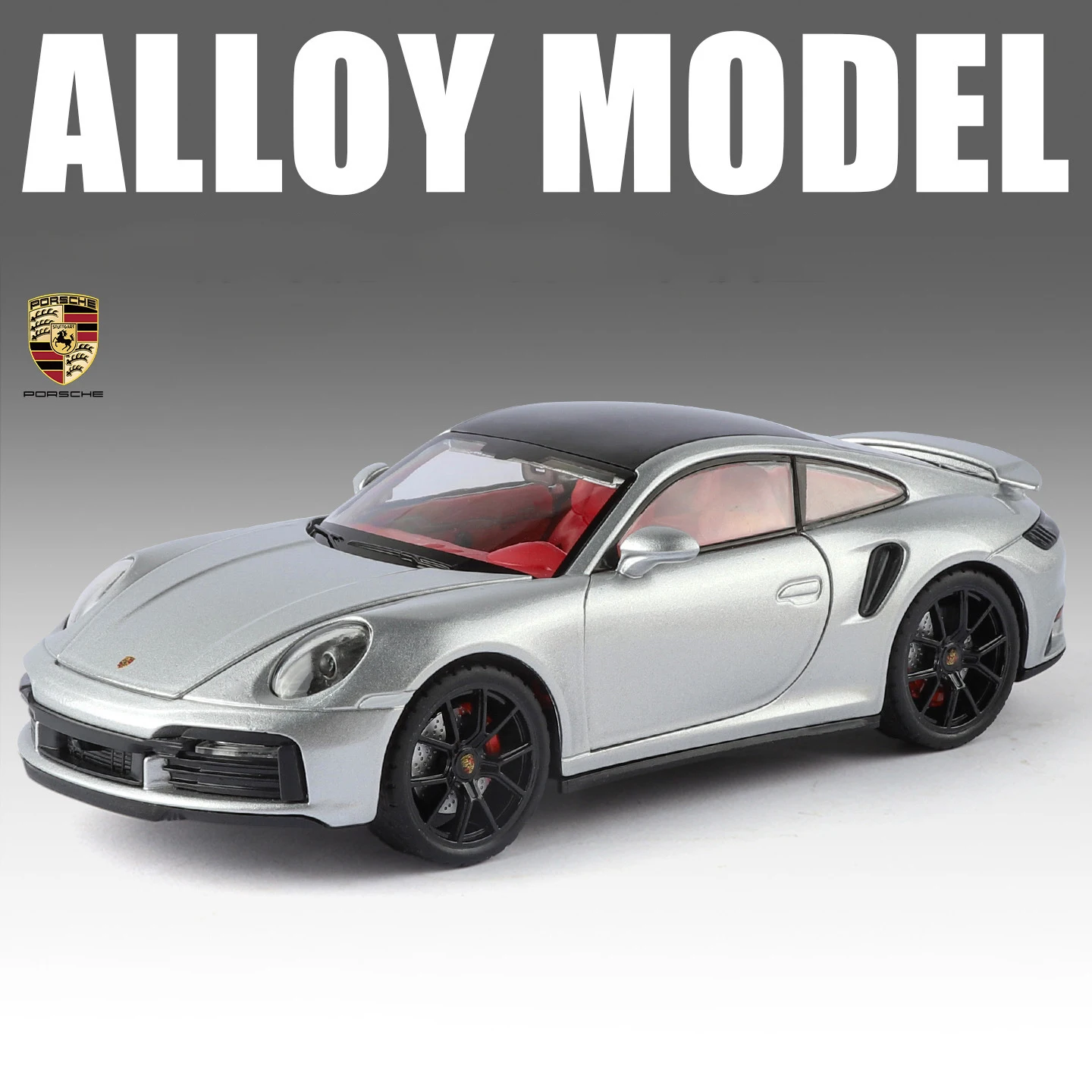 1/24 포르쉐 911 터보 S 슈퍼카 합금 다이캐스트 장난감 자동차 모델 사운드 및 라이트 어린이 장난감 수집품 생일 선물