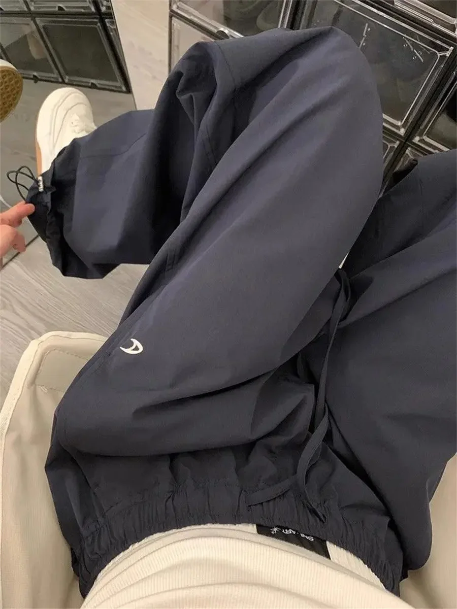 Women Cargo Pants Summer High Waist American Quick Dry Pants Y2K Baggy Hip Hop Casual Wide Leg Trousers Female Streetwear 2025