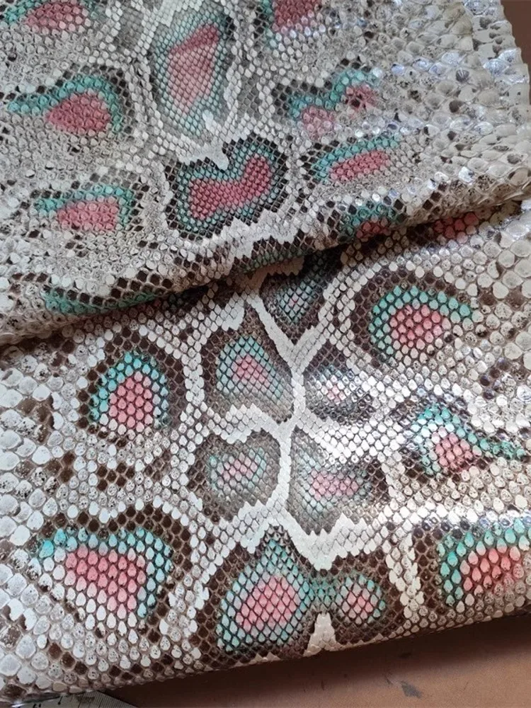 Handmade DIY Accessories Colorful Real Python Skin Material Piece Leatercraft High Quality Genuine Leather Fabric