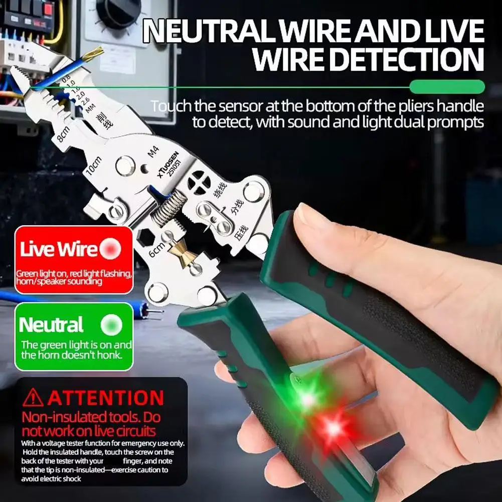 Versatile Foldable Electrician Tool with Wire Stripping & Voltage Testing Capabilities