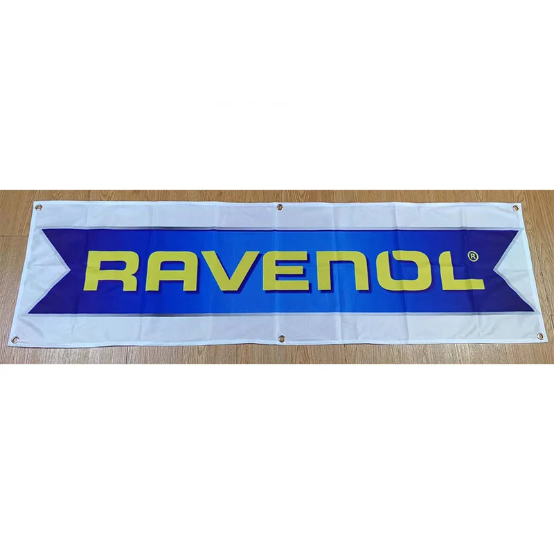 130Gsm 150D Materiale Poliestere Ravenol Oil Banner 1.5 * 5Ft (45*150Cm) Lubrificanti Decorativi Pubblicitari Bandiera Yhx303