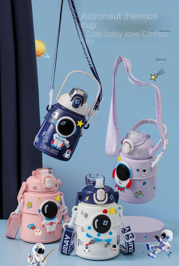 Description Picture 2 of itemChildren's Thermos Cute Girls' Water Bottle 850ML Large Capacity Astronaut Stainless Steel Thermos Children's Student Water Cup