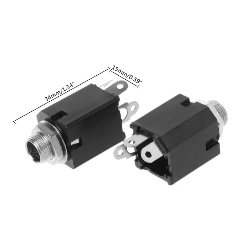 6.35mm o Plug Sockets PJ-612 3-Pin Connector Screw Nut 10pcs