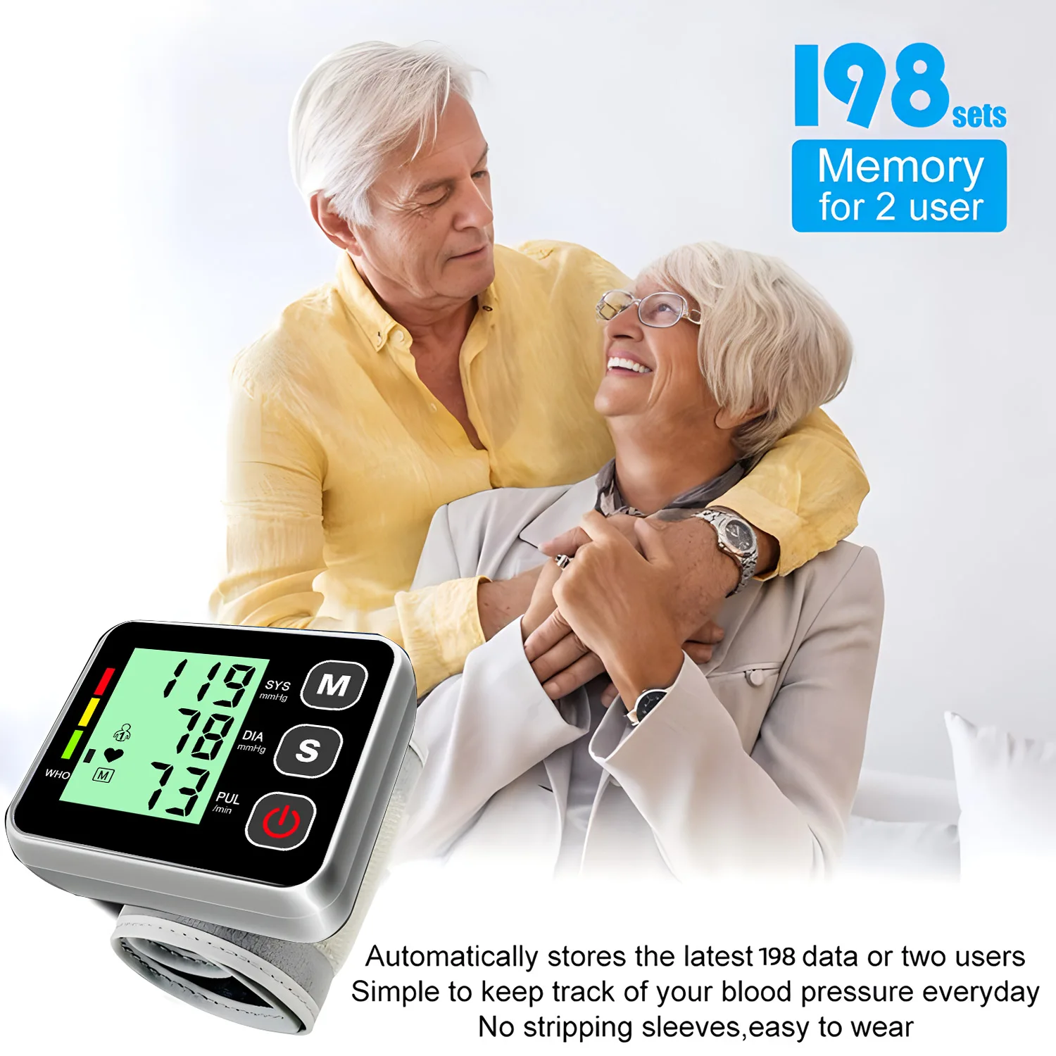 LCD Display Wrist Blood Pressure Monitor Tonometer Tensiometer Automatic Digital Pulsometer Sphygmomanometer Family Diagnostic blood pressure monitor blood pressure meter
