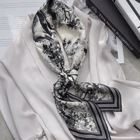 Spring Scarf Women's Luxury Design Scarf Silk Smooth Scarf Soft Muslim Headband Shawl Beach90x90cm 2