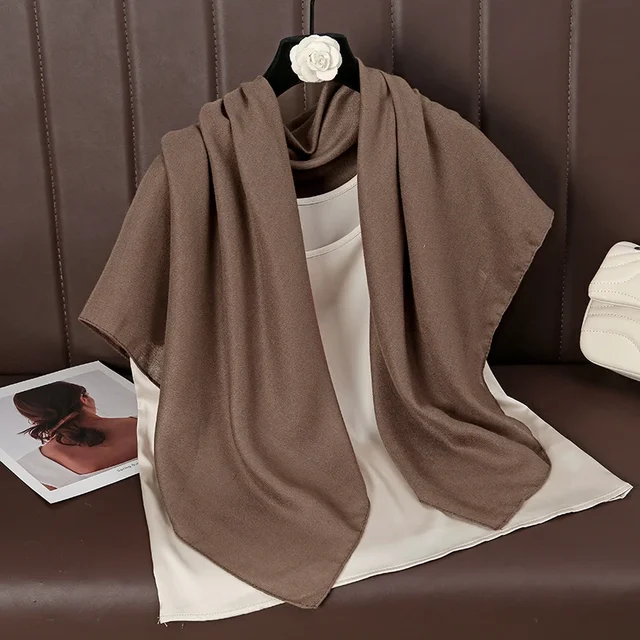 Foulard carré fin et doux pour femmes, 90x90cm, simplicité, couleur unie, foulard en coton et lin, Hijabs musulmans, accessoires de sac