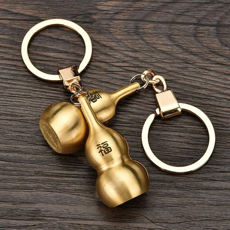 CHIEF Pure Copper Gourd Keychain Pendant Kerosene Lighter Personality Vintage Grinding Wheel Retro Portable Cigarette Lighter