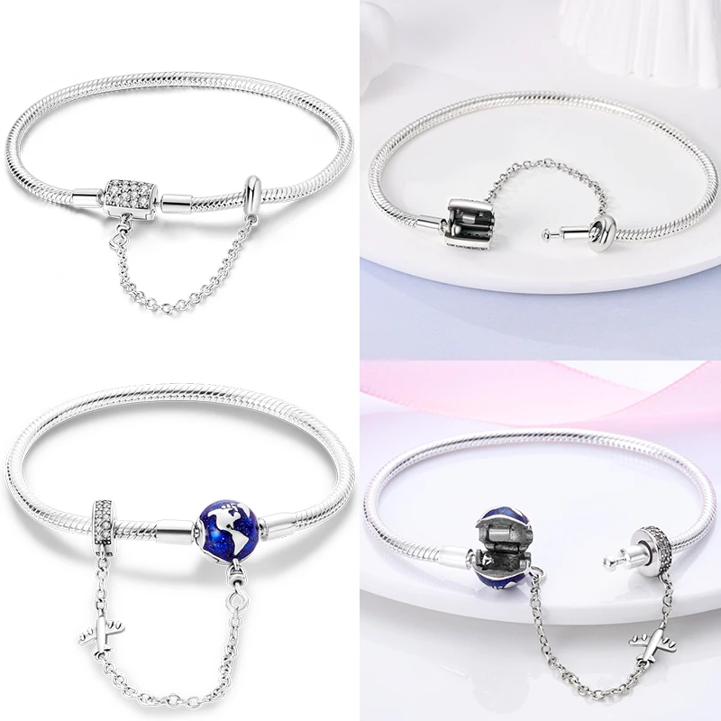 Heiße Verkäufe 925 Sterling Silber Armbänder Für Immer Liebe Schmetterling Herz Armband Fit DIY Charms Perlen Mode Frauen Schmuck 17-20 CM – Detail 9