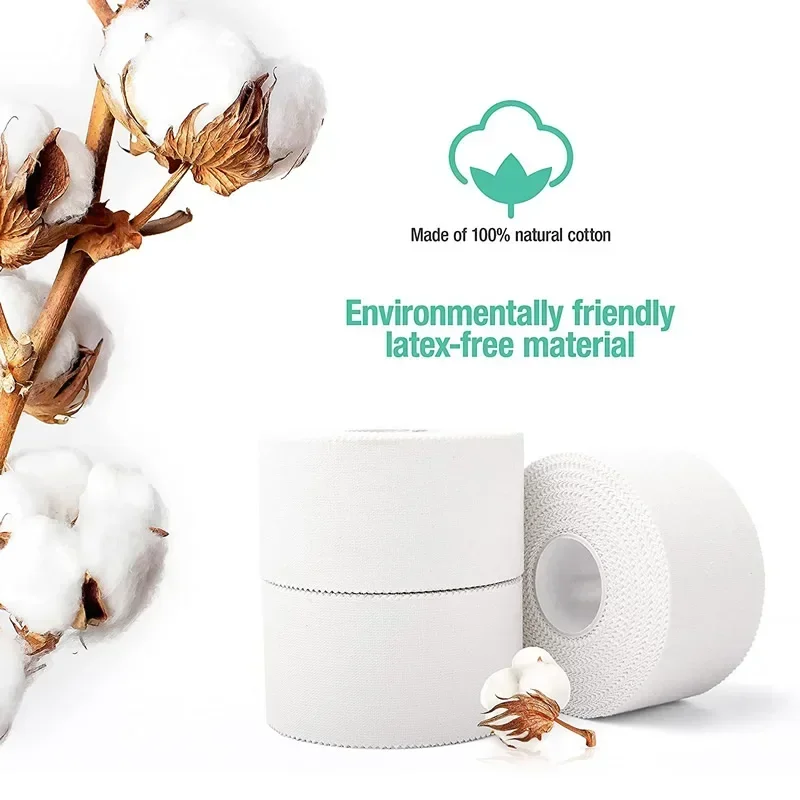 Athletic Tape 1pc Athletic Sports White Cotton Tape Sawtooth Adhesive Bandage for Muscle Knee Wrist Fingers Wrap Protection Muscle Support
