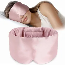 Luxurious Pressure - Free Mulberry Silk Sleep Mask with Adjustable Velcro Ear Cover (Pink)