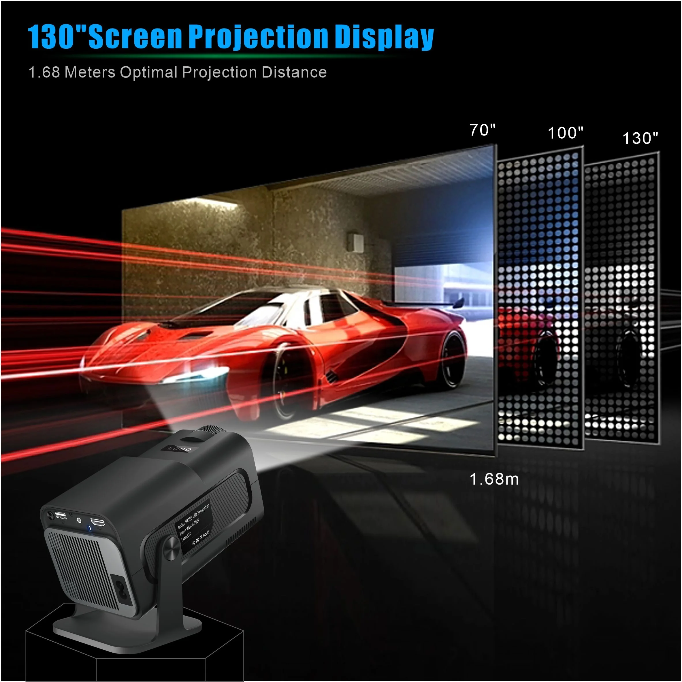 Smart Portable PICO Led Full hd 4k Screen 1080p Mini LCD Home Smart VideoAndroid Projector 1080p