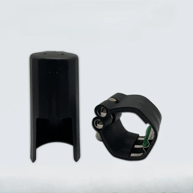 Saxophone Mouthpiece Ligature Fastener Clip Alto Tenor Soprano Sax Leather Cover Clamp ABS Cap Woodwind Instrument Accessories